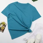 Womens Basic Round Neck Short Sleeve T Shirt 100 Cotton Solid Color Summer Style Wholesale Avail