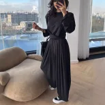 Womens Soft Modal Two Piece Set Loose Fit Top and Cuffed Pants Casual Style for Spring and Autum