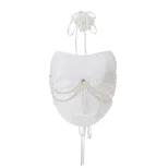 Summer Womens Pearl Chain Bustier Top and Fringe Mini Skirt Set European Style Chic Design Trend