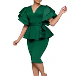 Elegant Ruffle Hem Bodycon Dress Solid Color Chic Design Perfect for Parties Wholesale Available