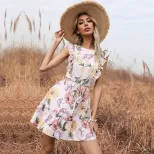 Summer Floral Lace Ruffle Dress Sweet Style European and American Fashion Perfect for Parties an