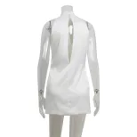 Sleeveless Halter Neck A Line Dress Hollow Out Design Minimalist Style Solid Color Perfect for S