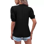 Womens Loose Fit Short Sleeve T Shirt Solid Color Comfortable Fabric Casual Style Wholesale Avai