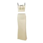 Sweet Lace Trim Cami Top and Long Skirt Set Adjustable Straps Elegant Design Winter Fashion Whol