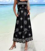 Summer Vacation Style Womens Dresses in Black Red Green Lightweight Fabric Various Sizes Wholesale customizable