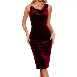 Velvet Bodycon Dress Slim Fit Backless Deep V Neck Long Sleeve Elegant Evening Wear for Fall Win