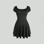 French Style Summer Dress Backless Slim Fit Elegant Design Perfect for Parties and Casual Outing
