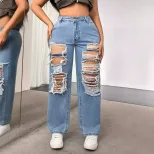 Fashionable Ripped Denim Jeans for Women Casual Style Trendy Design Comfortable Fit Available fo