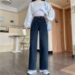 2022秋冬新款显瘦时尚高腰直筒牛仔裤子女小个子韩版宽松老爹裤