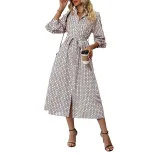 Long Sleeve Printed Shirt Dress Elegant Design Comfortable Fabric Autumn Collection Wholesale Av