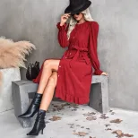 Elegant Solid Color Round Neck Dress for Women Fashion Comfortable Fit Versatile Style Wholesale