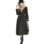 V Neck Polka Dot Dress Elegant Style Trendy Design Suitable for Casual or Party Wear Wholesale A