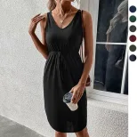 Sleeveless Casual Dress Solid Color Summer Style Comfortable Fit Perfect for Everyday Wear Whole
