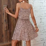 Floral Print V Neck Backless Maxi Dress Slim Fit Sleeveless Lightweight Fabric Summer Casual Wea