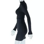 Long Sleeve Round Neck Bodycon Dress Solid Color Slim Fit Sexy Style Winter Fashion for Women Wh