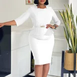 Elegant African Bodycon Dress Fashionable OL Style Slim Fit Comfortable Fabric Perfect for Offic