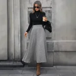 Woolen A Line Midi Skirt High Quality Fabric Elegant Draping Autumn Winter Style Ready to Ship W