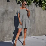 Knitted Square Neck Dress Simple Style Solid Color Elegant Fit Perfect for Casual or Formal Occa