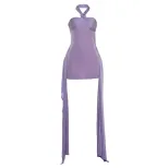 Summer Womens Dress Solid Color Ruffled Design Backless Bodycon Fit Perfect for Parties and Nigh