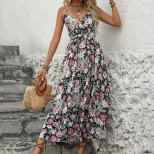 Floral Print Maxi Dress Sleeveless Bohemian Style Beach Vacation Wholesale Available ready to sh
