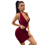V Neck Bodycon Dress Slim Fit Waist Defining Sexy Style Spring Summer Fashion for Women Wholesal