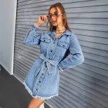 Vintage Slim Fit Long Sleeve Denim Dress Retro Style European and American Fashion Perfect for C