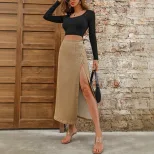 High Waisted Split Denim Skirt Fashionable Trendy Casual Suitable for Spring Summer Ready to Shi