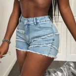 Womens Casual Denim Shorts Sexy Design Comfortable Fit Versatile Style Perfect for Summer Outing