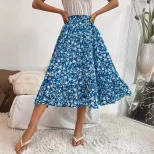 Floral Midi Skirt Casual Versatile Commuter Style Perfect for Vacation or Everyday Wear Wholesal