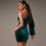 Elegant Velvet Bodycon Dress Sexy Waist Cutout Slim Fit Sophisticated Style Perfect for Evening