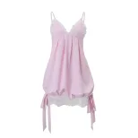 Lace Trim Deep V Neck Cami Dress for Women Slim Fit Summer Style Available in Pink Wholesale Sizes S M L