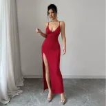 Slim Fit Sexy Split Maxi Dress Summer Collection Sleeveless Comfortable Fabric Perfect for Parti