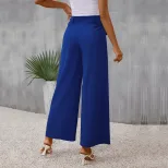 Slim Fit Blue Wide Leg Pants Spring Collection Casual Wear for Women Wholesale Available factory direct