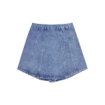 Womens Denim A Line Skirt Single Breasted Waist Defining Decorative Details Casual Wear Spring S