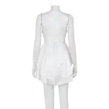 High Waist Satin A Line Mini Dress Slim Fit Backless Spaghetti Straps Summer Party Wear Wholesal