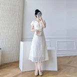 Womens Summer Dress Lightweight V Neck A Line Waist Tie Elegant Apricot Color bulk order