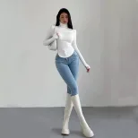 Slim Fit High Neck T Shirt Womens Sexy Style Spring Summer Bodycon Design Wholesale Available