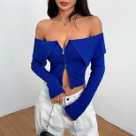 Off Shoulder T Shirt Trendy Design Short Length Spring Summer Collection Womens Fashion Top Whol