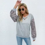 Leopard Print Long Sleeve T Shirt Mid Length Casual Style Comfortable Fabric Perfect for Spring