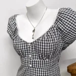 Plaid Short Sleeve T Shirt for Women Casual Summer Style Comfortable Cotton Fabric Wholesale Ava