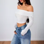 Off Shoulder Crop Top Sweet and Spicy Style Womens Spring Summer Fashion Wholesale Available low