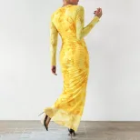 Sexy Bodycon Maxi Dress Spaghetti Straps High Waist Ombre Print Evening Wear Cocktail Party Whol