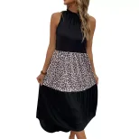 Sleeveless Leopard Print Bodycon Dress Summer Style European and American Fashion Perfect for Pa