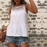 Lace Sleeveless Top White Summer Style Casual Wear Wholesale Available low MOQ fast shipping