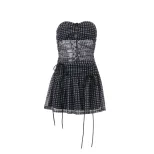 Plaid Strapless Crop Top and Mini Skirt Set Fashionable Slim Fit Autumn Perfect for Casual Outin
