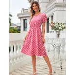 Chiffon Polka Dot Dress Comfortable Casual Vacation Style Perfect for Summer Outings Available f
