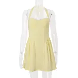 Summer Womens Dress Fashionable Sexy Square Neck Backless Waist Defined Casual or Evening Wear W