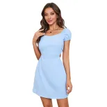 A Line Dress Sexy Backless Waist Defining Puff Sleeve Elegant Evening Wear Wholesale Available