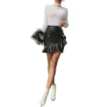 High Waist PU Mermaid Midi Skirt Versatile A Line Design Fashionable for Casual or Evening Wear