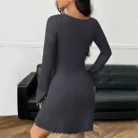 Bodycon Dress Long Sleeve V Neck Slim Fit Sweet Style Perfect for Parties and Special Occasions